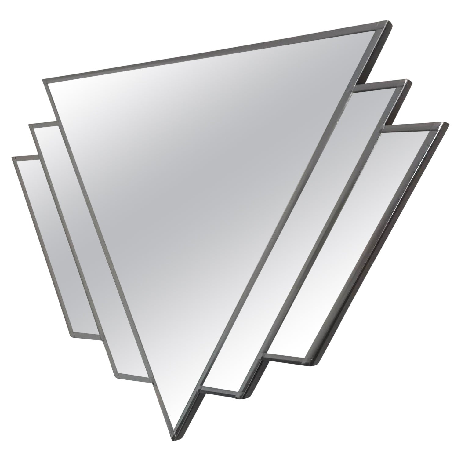 Double W Art Deco Mirror in Silver