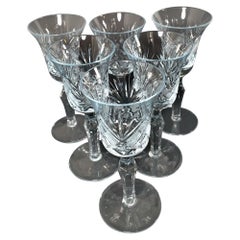 Set di 6 bicchieri da vino in cristallo di Boemia tagliati a mano, anni '80