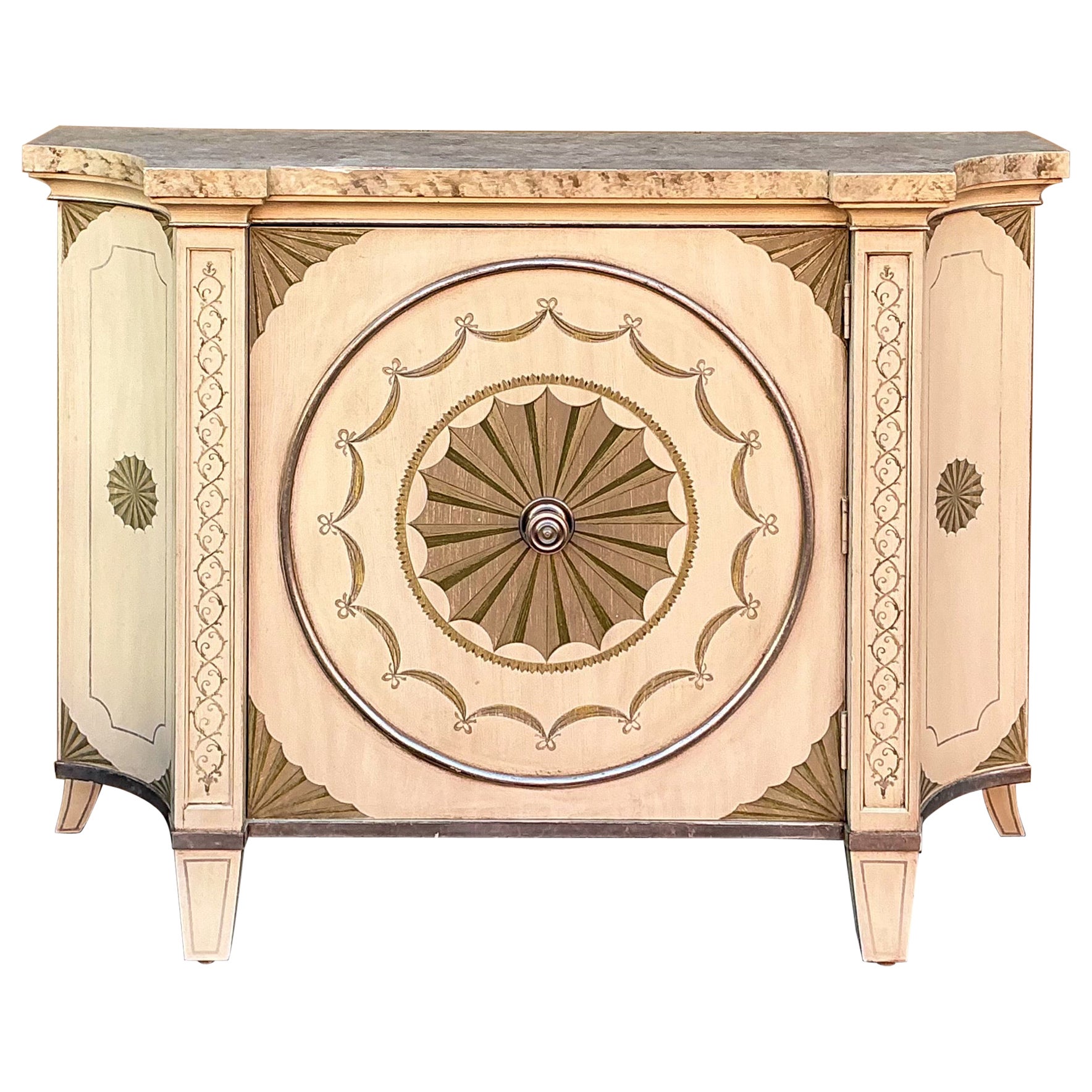 Italienische Zeitungen im klassischen Stil, handbemalt, Top-Schrank / Anrichte im Angebot