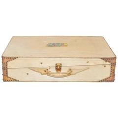 Vellum Suitcase with Interior Hanging and Wing Shaped Handle Mounts