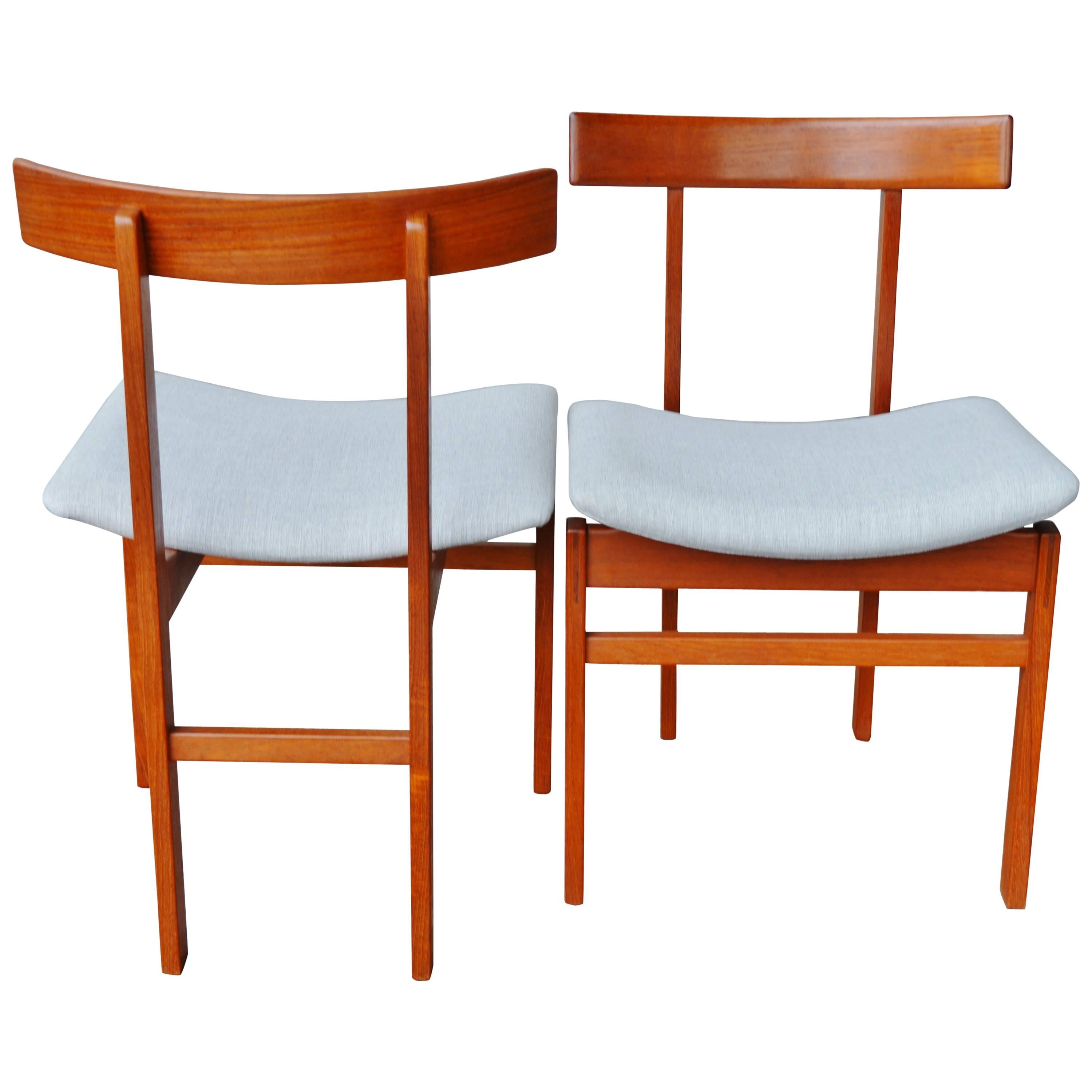 Pair of Architectural Teak Inger Klingenberg Teak Side/Desk Chairs For Sale