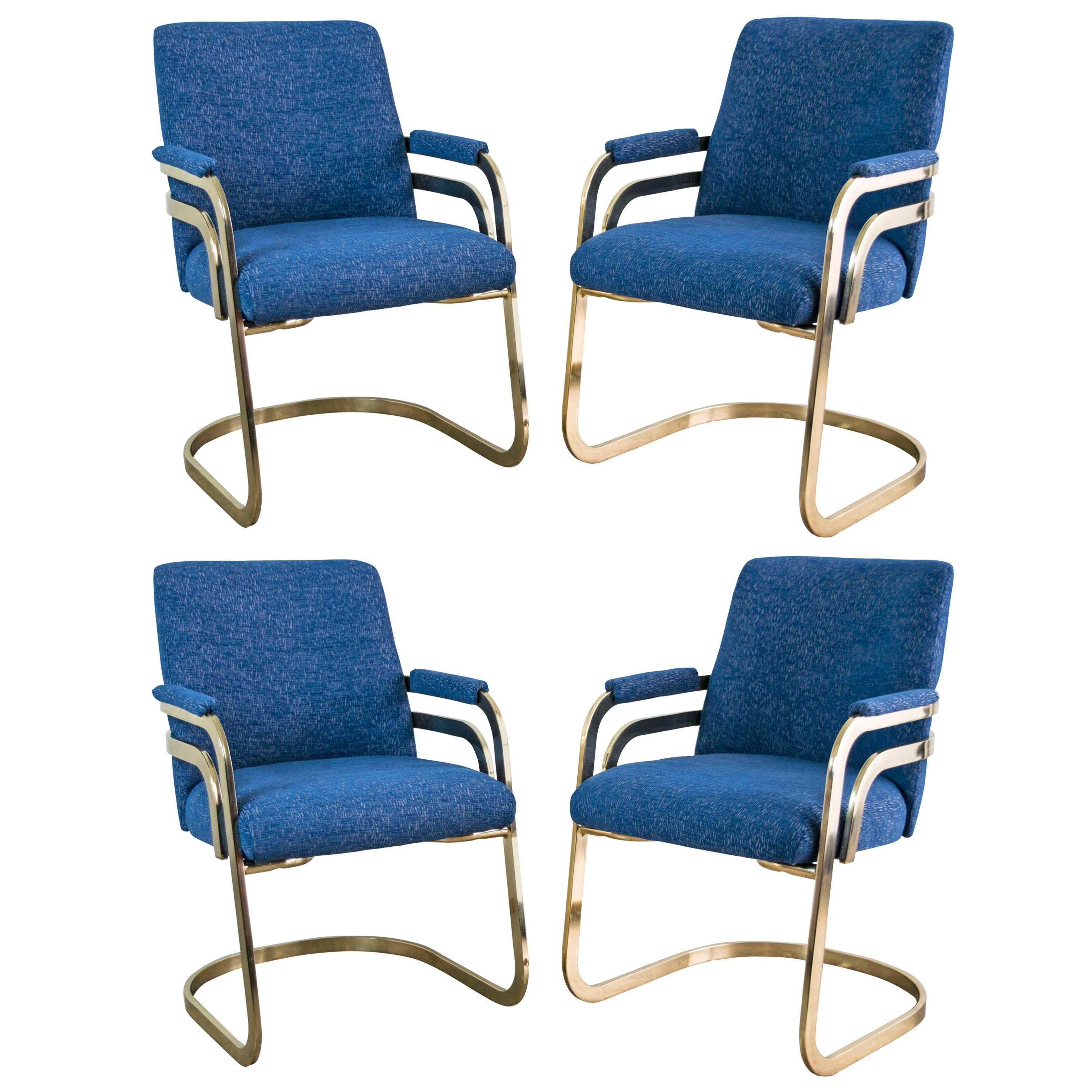 Set of Four Chromcraft Sculptural Brass Dining Chairs