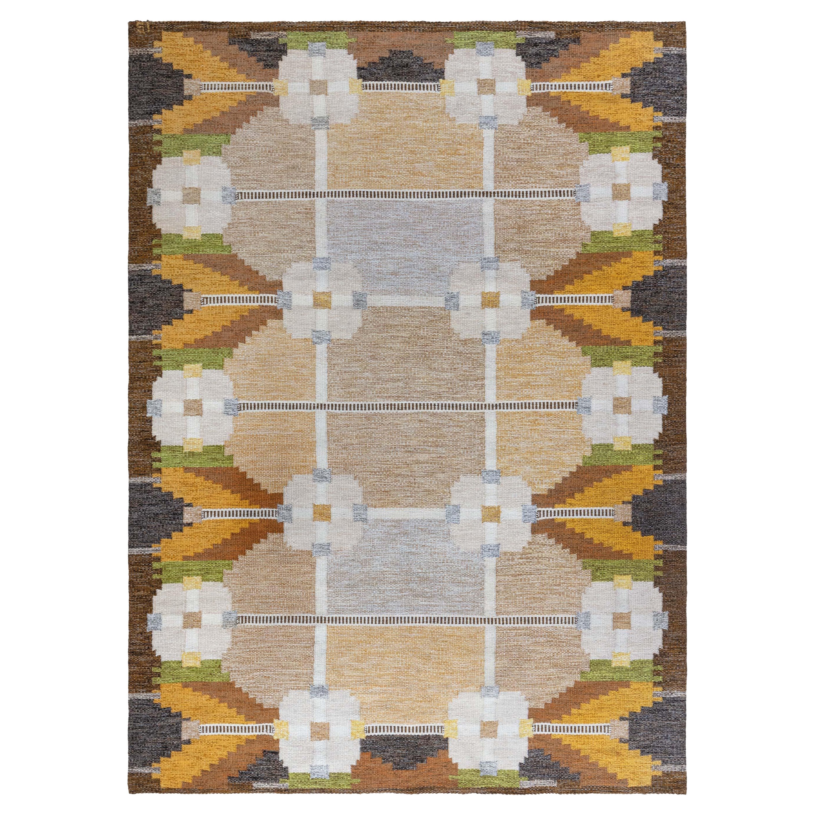 Doris Leslie Blau Vintage Swedish Flat Weave Rug by Ingegerd Silow