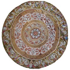 Tappeto Aubusson francese del XIX secolo, stile Napoleone III - Diametro 1m15 N° PTA05