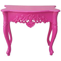 French Console Table Hot Pink in Louis XV Baroque Style