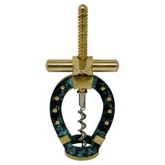 Estate German Cast Brass Figural Horseshoe Auto-Puller Corkscrew Circa 1920-1930