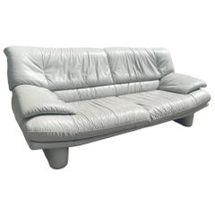 Postmodern Leather Sofa in the style of Nicoletti Salotti Italian 3 Seat Sofa