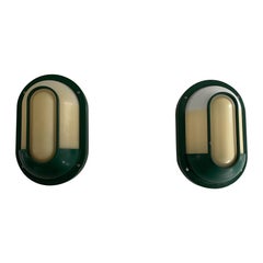 Paire d'appliques en plexiglas et métal vert de Bonalux, 1980, Allemagne