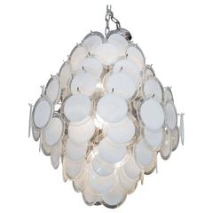 Custom White Murano Disc Chandelier 8