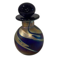Vintage 1970s Iridescent Swirl Art Glass Perfume Bottle