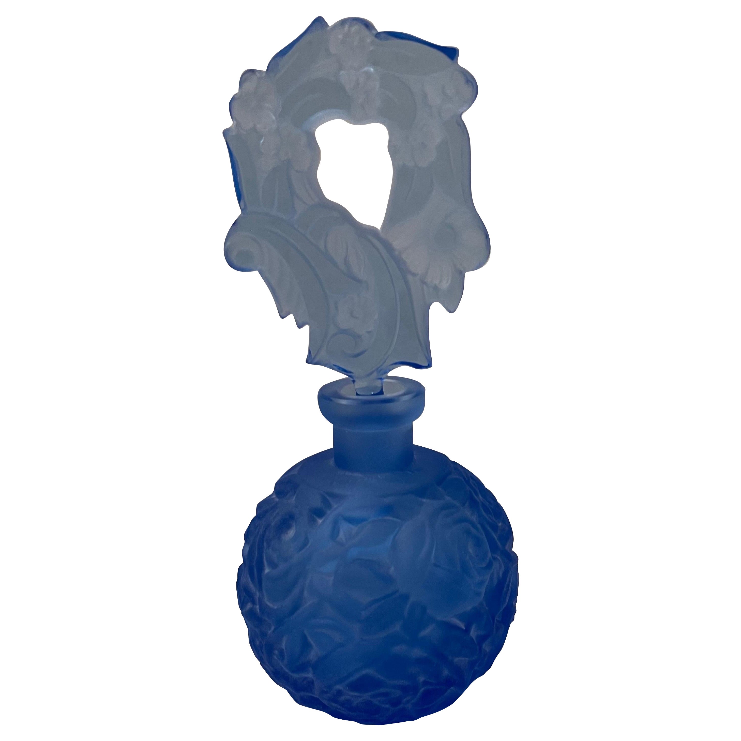 Bohemian Cut Glass Blue Perfume Bottle