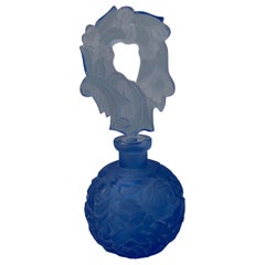 Bohemian Cut Glass Blue Perfume Bottle
