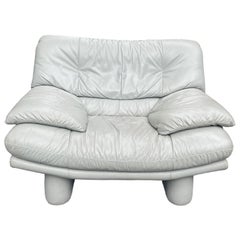Postmodern Leather Armchair in the style of Nicoletti Salotti Italian Lounge