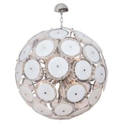 Custom White Murano Disc Sputnik Chandelier 11