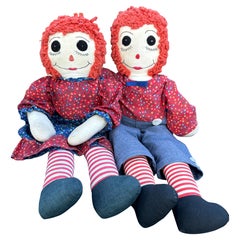Vintage Large Rag Dolls after Famous Raggedy Ann and Andy, Ca. 1915
