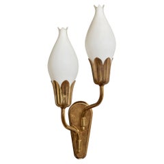 Fog & Mørup, Wall Light, Brass, Glass, Denmark, 1950s