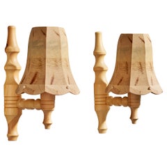 Swedish Designer, Wall Lights, Pine, Sweden, 1970s