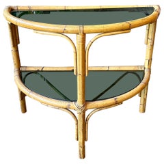 A French Demi Lune Console Table in Bamboo