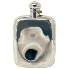 Antique English Silver-Plated Hip Flask, Circa 1930's.