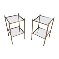 Pair of silver plated side tables with fluted legs attributed to Maison Jansen