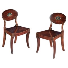 Early 19th Century Regency Armorial Klismos Hall Chairs
