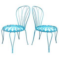 francois carre iron dining chairs in vintage teal