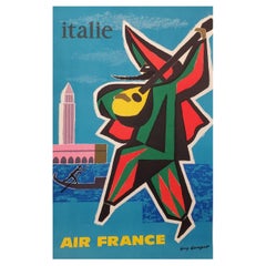 Poster di viaggio originale d'epoca, 'Italie Air France', 1963 di Guy Georget