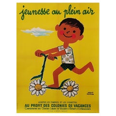 Mid-Century 'JEUNESSE AU PLEIN AIR Bicycle' Original Vintage Poster by H. MORVAN