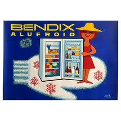 Affiche publicitaire française originale,ENDIX ALUFROID par HERVE MORVAN, 1960