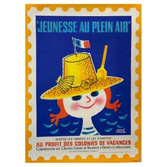 Mid-Century 'JEUNESSE AU PLEIN AIR Beach' Original Vintage Poster by H. MORVAN