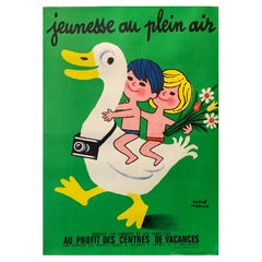 Mid-Century 'JEUNESSE AU PLEIN AIR Duck' Original Vintage Poster by H. MORVAN