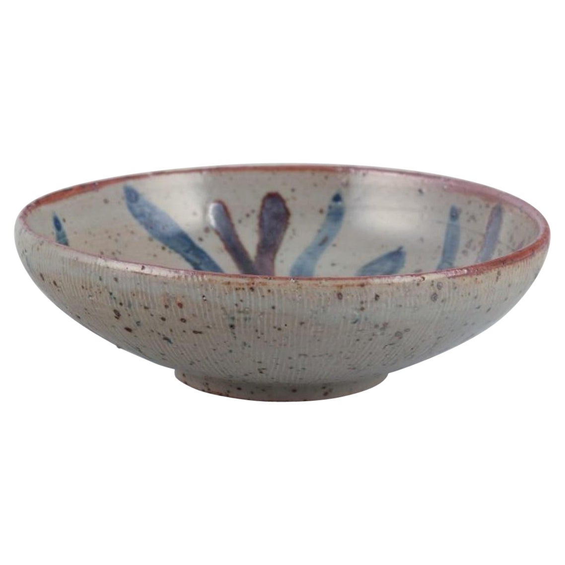 Gutte Eriksen for Nymølle. Small ceramic bowl. Glaze in blue and gray tones.
