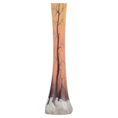 Vintage François-Théodore Legras. Tall Art Nouveau vase in frosted art glass