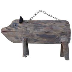 Antique Rustic Folk Art Pig