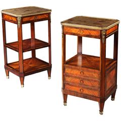 Pair of 19th Century Louis XVI Parquetry Etagere Bedside Tables