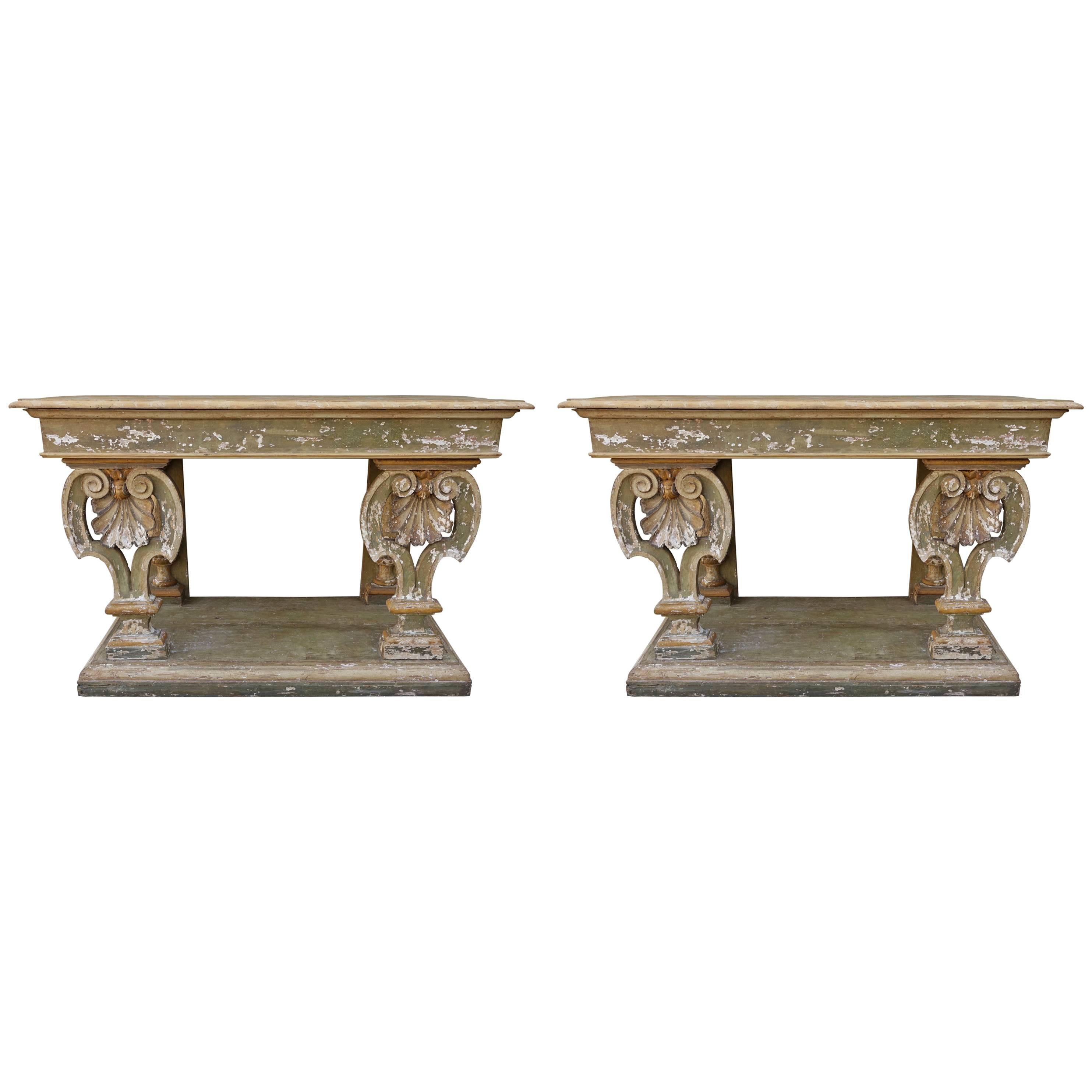 Pair of Early 19th Century Painted Italian Consoles