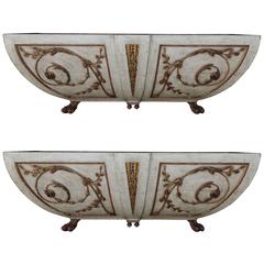 Vintage Pair of Italian Painted and Parcel-Gilt Planters