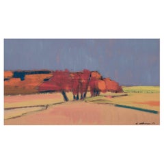 Kurt Ullberger, schwedischer Künstler. Öl auf Karton. Modernistische Herbstlandschaft.