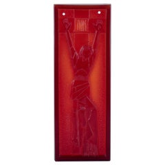 David Ralson for Elme Glasbruk. Wall plaque in art glass. Motif of Christ