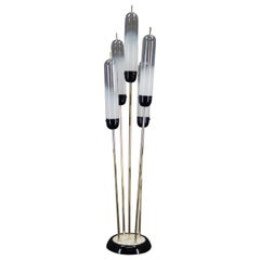MY MODERN Stehlampe aus Schilfrohr Murano Glas Metall von Mazzega, Italien, 1970er Jahre