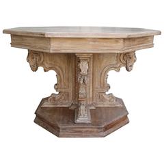 Antique French Carved Octagonal Center Table