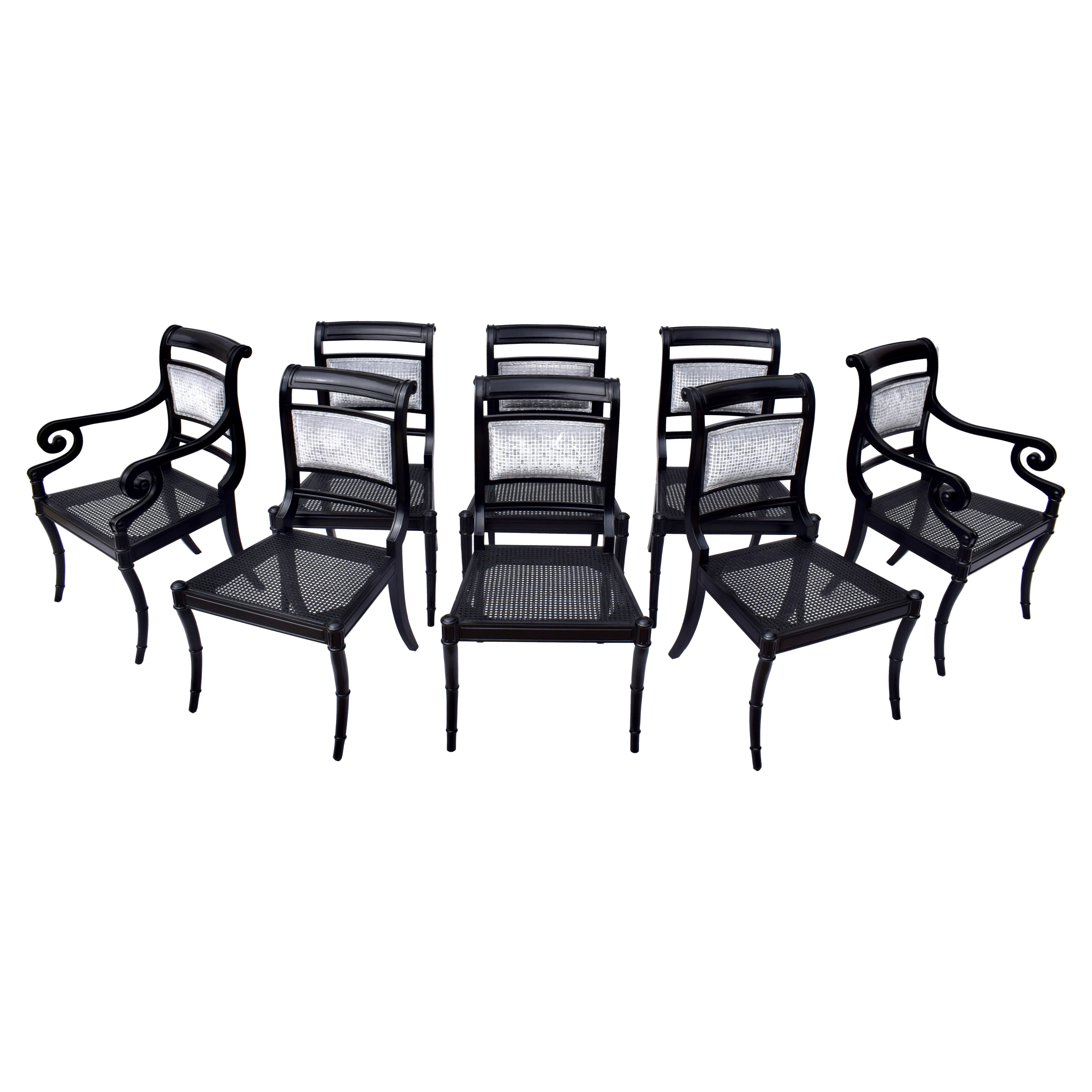 Set of 8 Baker Regency Style Dining Chairs