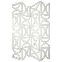 French modern Folding High Gloss White seventies-inspired Lacquered Screen