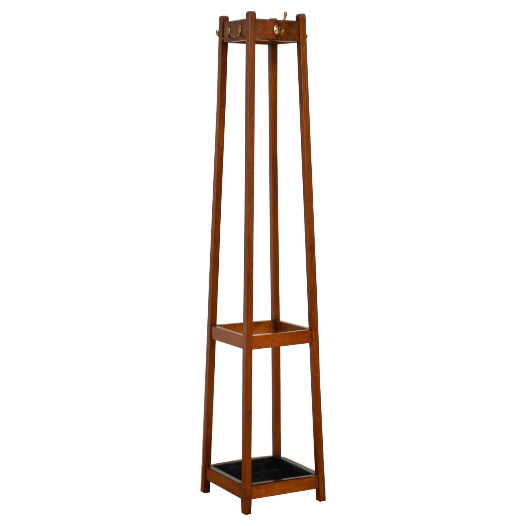 Arts and Crafts Solid Oak Hall Stand Coat Rack