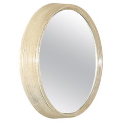 Mid-Century Modernist Illuminated Round Mirror w/ Striated Resin Frame