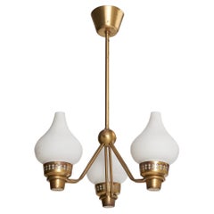 Asea, Chandelier, Brass, Glass, Sweden, 1940s