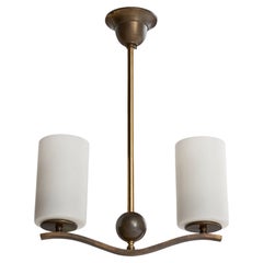 German Designer, Chandelier, Brass, Glass, Germany, 1920s