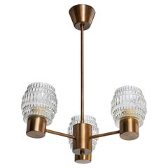 Schwedischer Designer, Kronleuchter, Messing, Glas, Schweden, 1960er Jahre