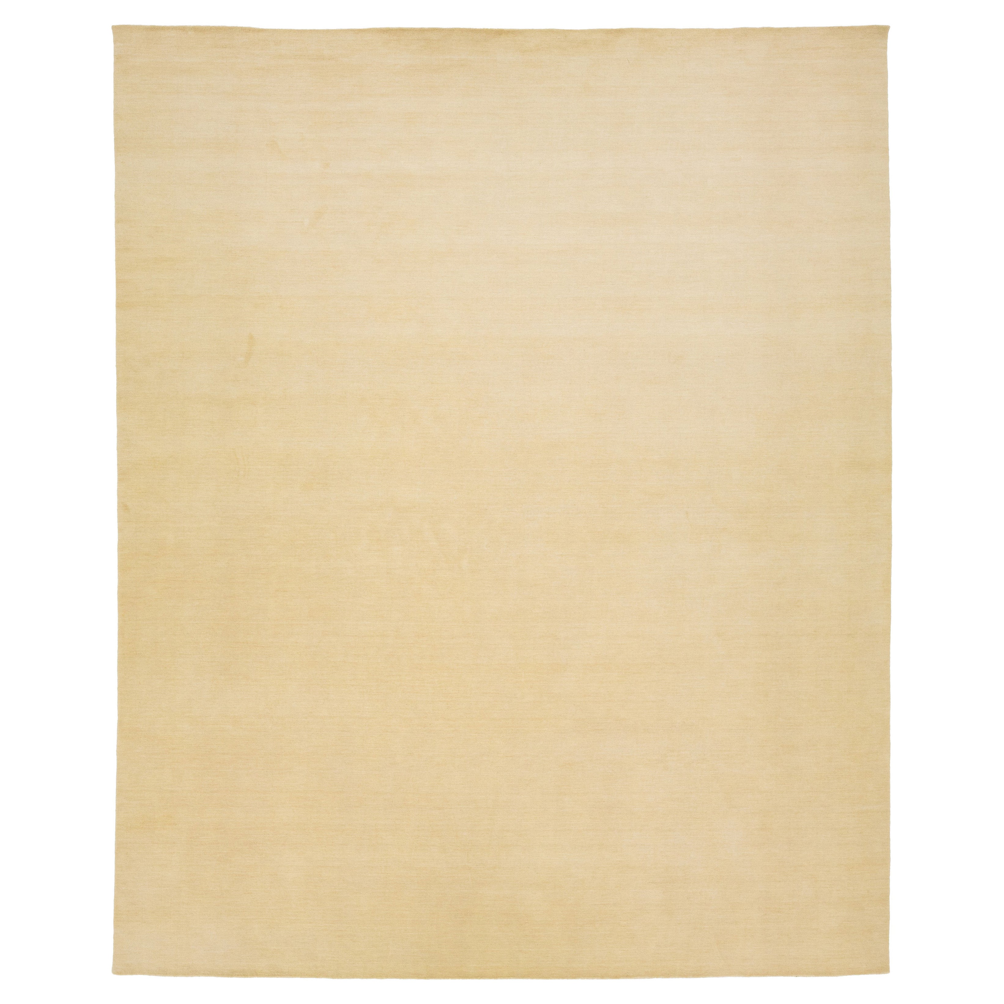 Apadana's Modern Minimalist Gabbeh Wool Rug In Beige