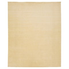 Apadana's Modern Minimalist Gabbeh Wool Rug In Beige